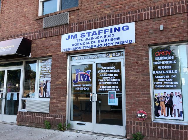 The brick exterior of JM Staffing on French Street in New Brunswick